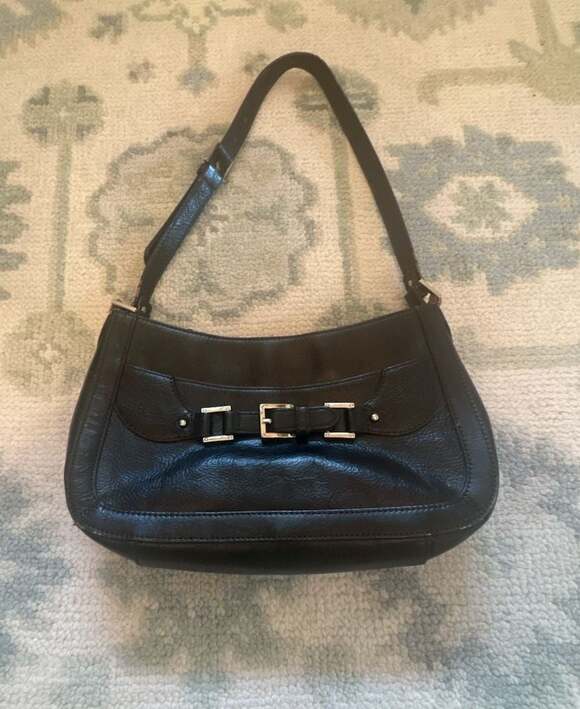 Etienne Aigner Handbags - Etienne Aigner Brownish Black Leather Shoulder Bag Purse Silver-Tone Buckle